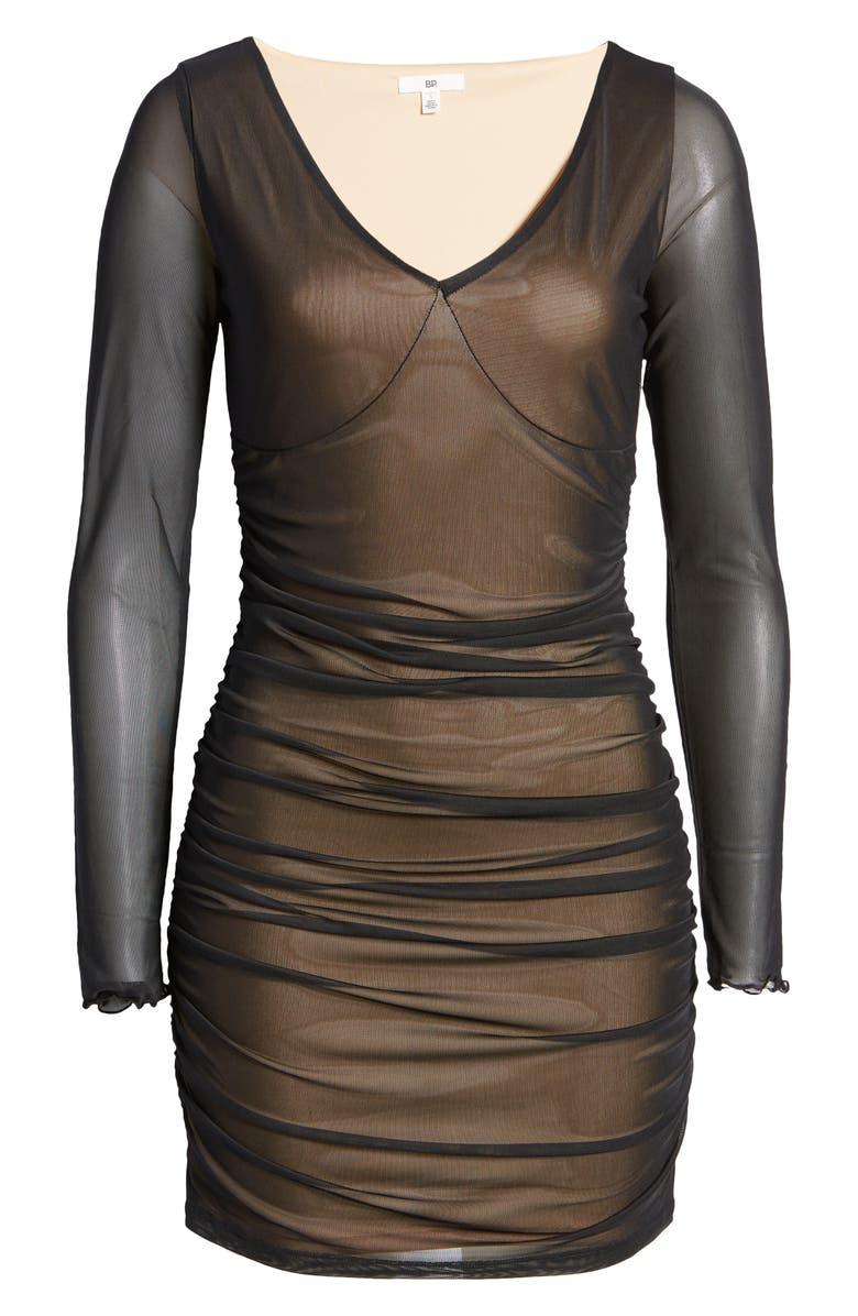 BP. Ruched Long Sleeve Body-Con Dress, Alternate, color, 