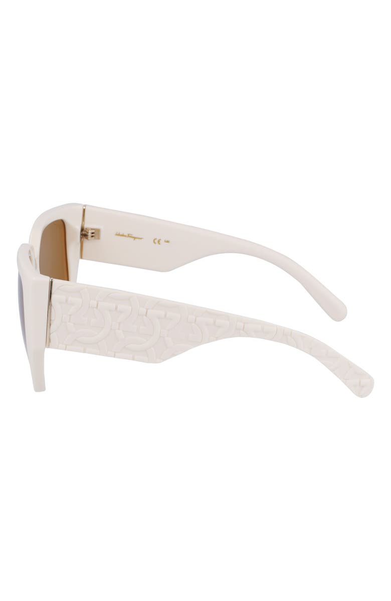 FERRAGAMO Gancini Tea Cup 58mm Oval Sunglasses, Alternate, color, Ivory
