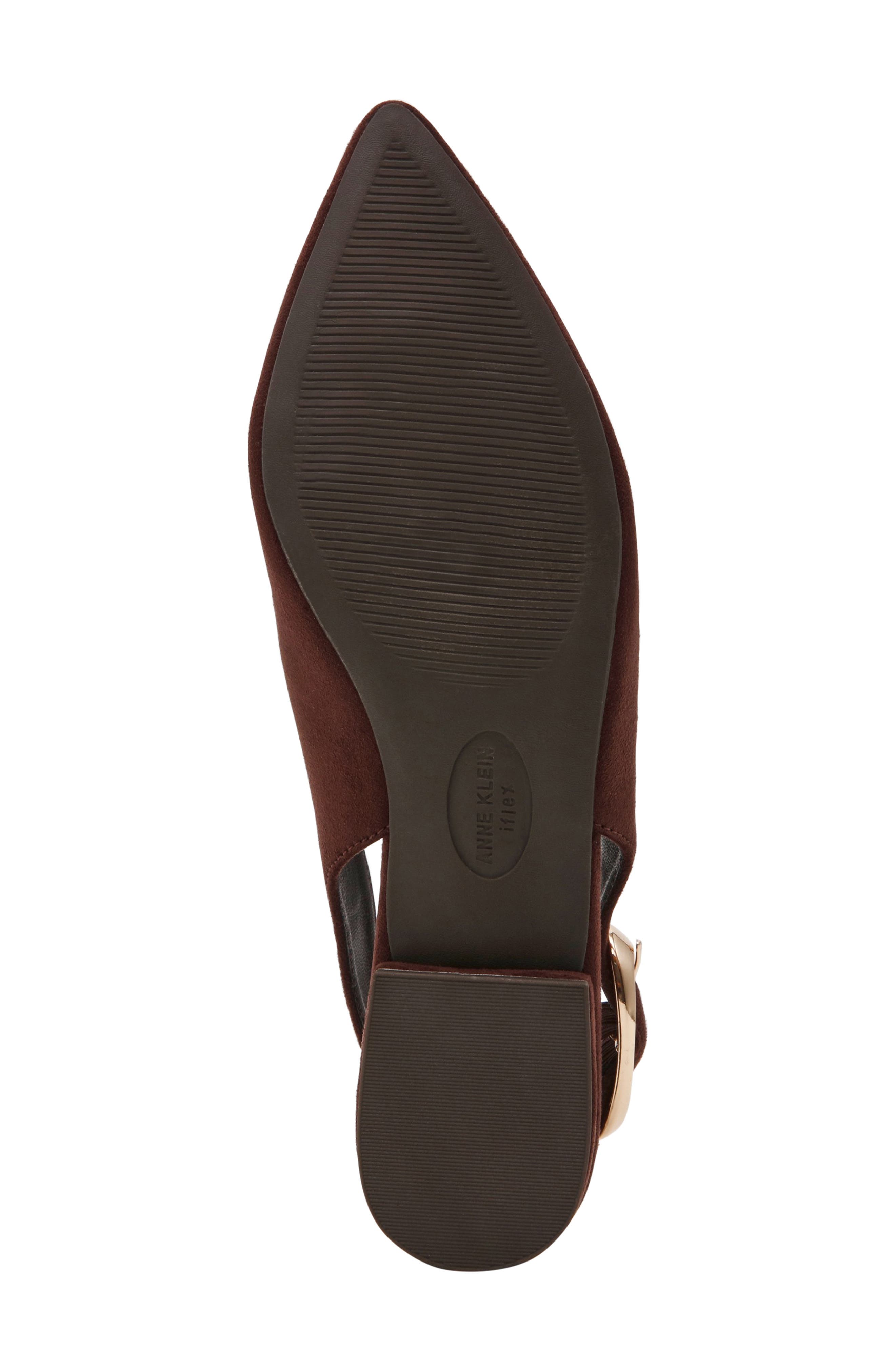 Kalil Faux Leather Slingback Pointed Toe Flat, Alternate, color, BROWN MICROSUEDE