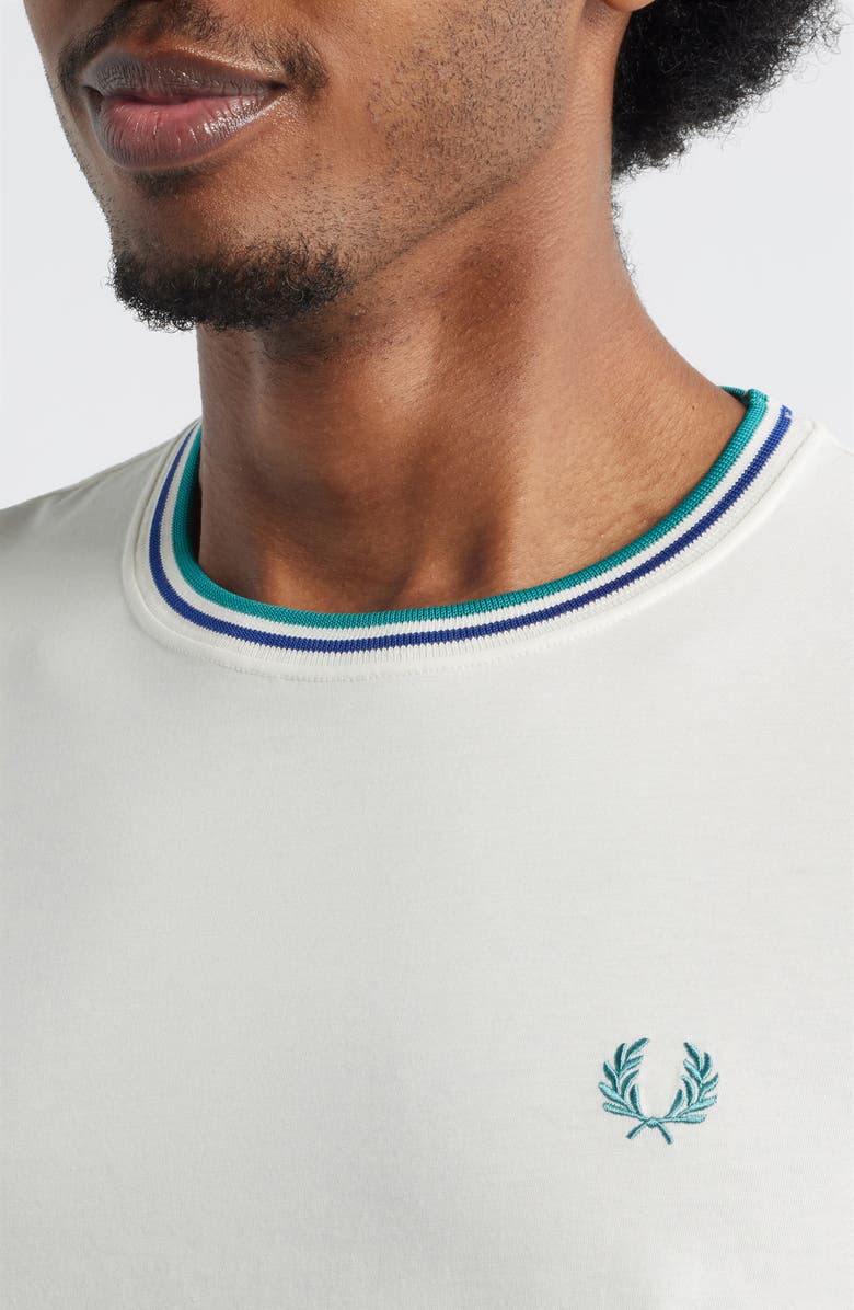 Fred Perry Contrast Trim T-Shirt, Alternate, color, Snow White/Deep Mint/Soft Echo