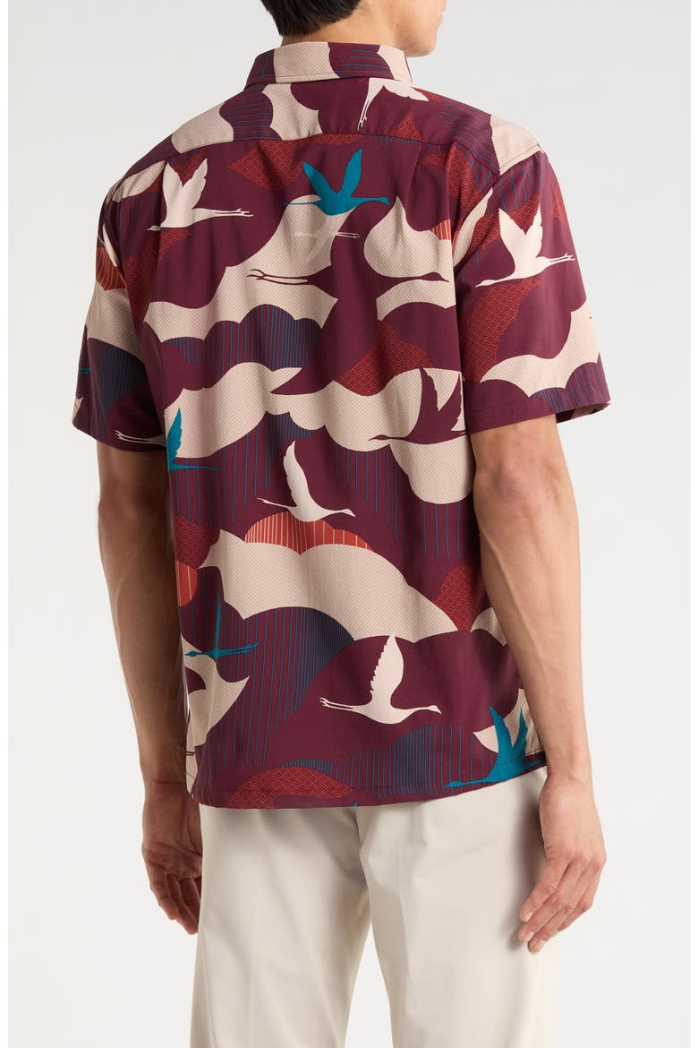 Take Flight Short Sleeve Button-Down Shirt, Alternate, color, PORT