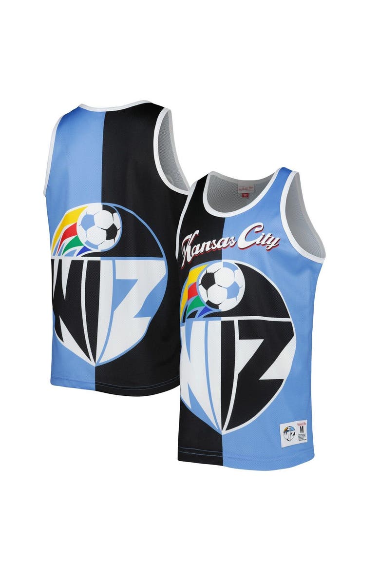 Men's Mitchell & Ness Black/Sky Blue Sporting Kansas City Sublimated Split Logo Tank Top, Main, color, Black
