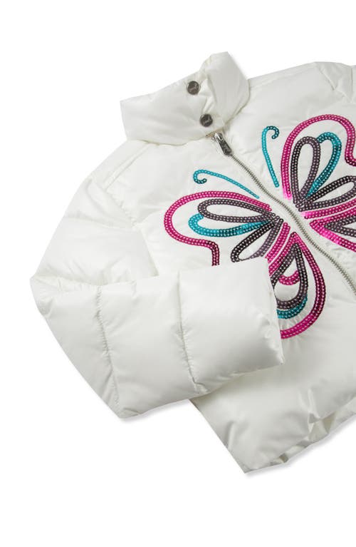 Peek Aren't You Curious Kids' Butterfly Puffer Jacket In Off-white