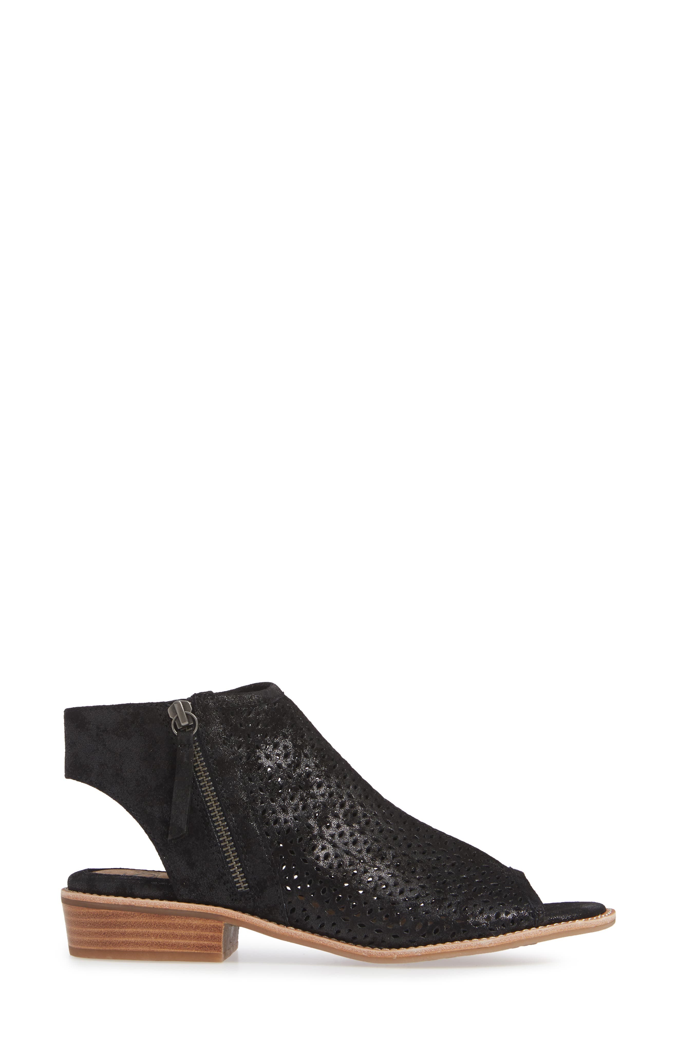 Natesa Perforated Sandal, Alternate, color, BLACK SUEDE