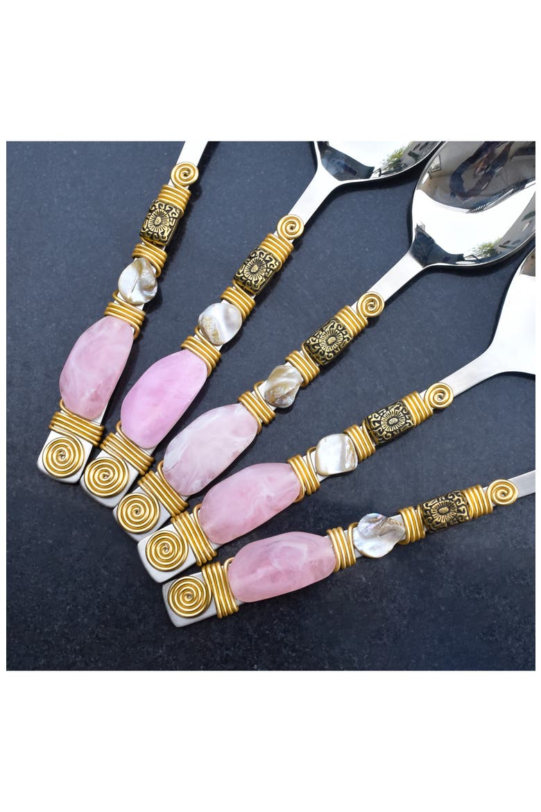 6-Piece Serving Spoons, Alternate, color, PINK