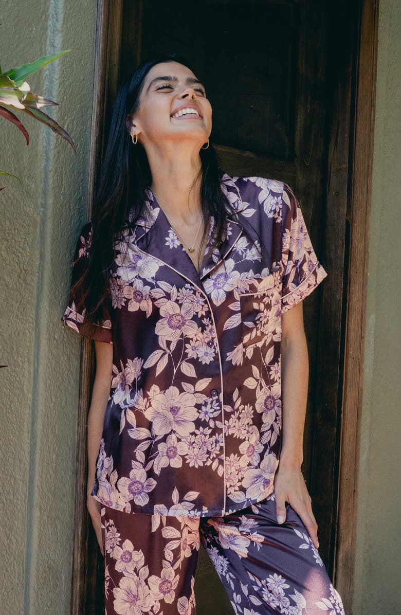 In Bloom by Jonquil Hilaria Crop Long Pajamas, Alternate, color, Chocolate