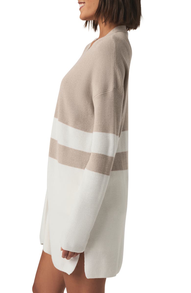 Splendid Octavia Colorblock Longline Cardigan, Alternate, color, Fawn Block Stripe