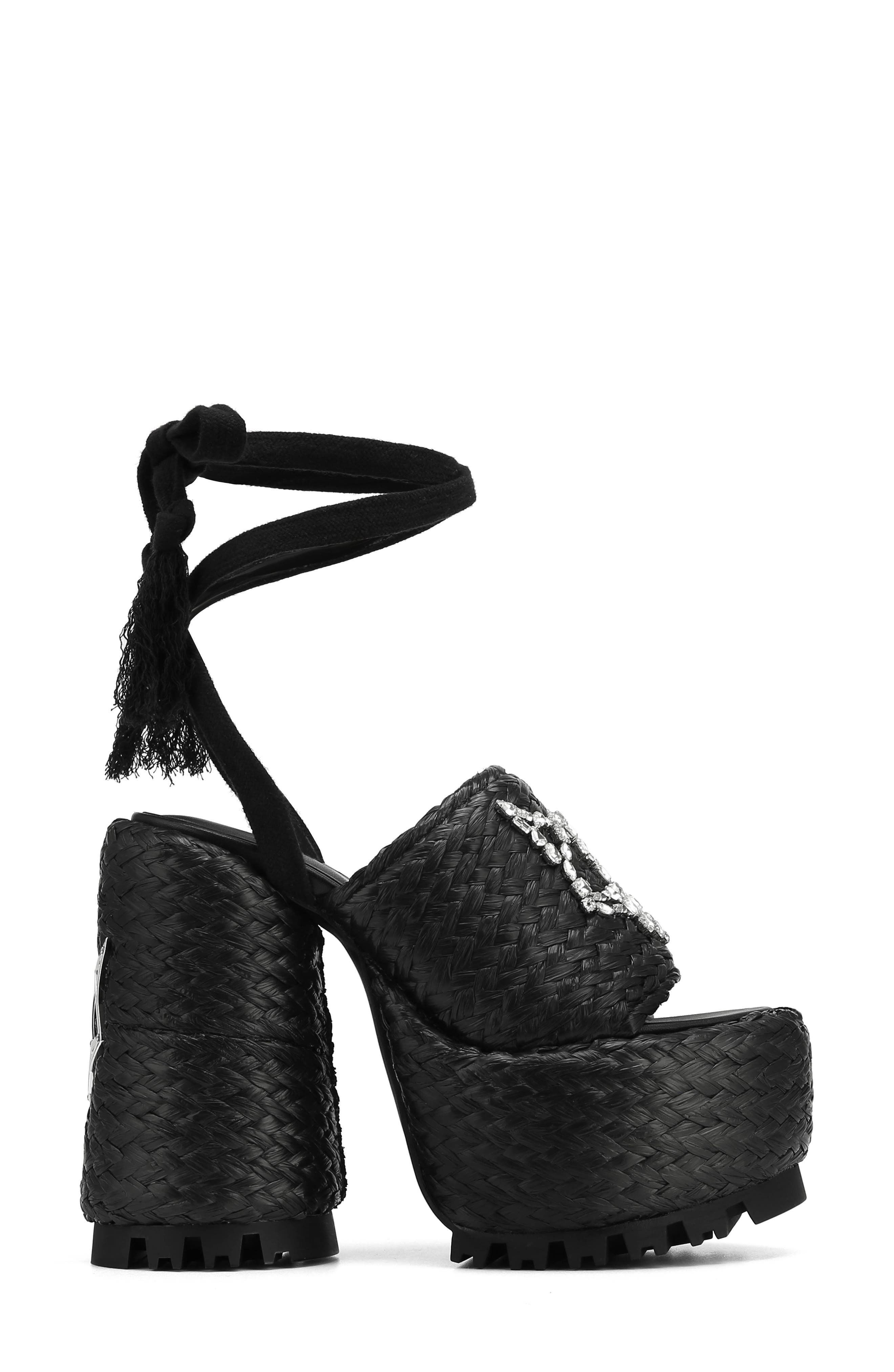 Naked Wolfe Beach Ankle Tie Raffia Platform Sandal, Alternate, color, 