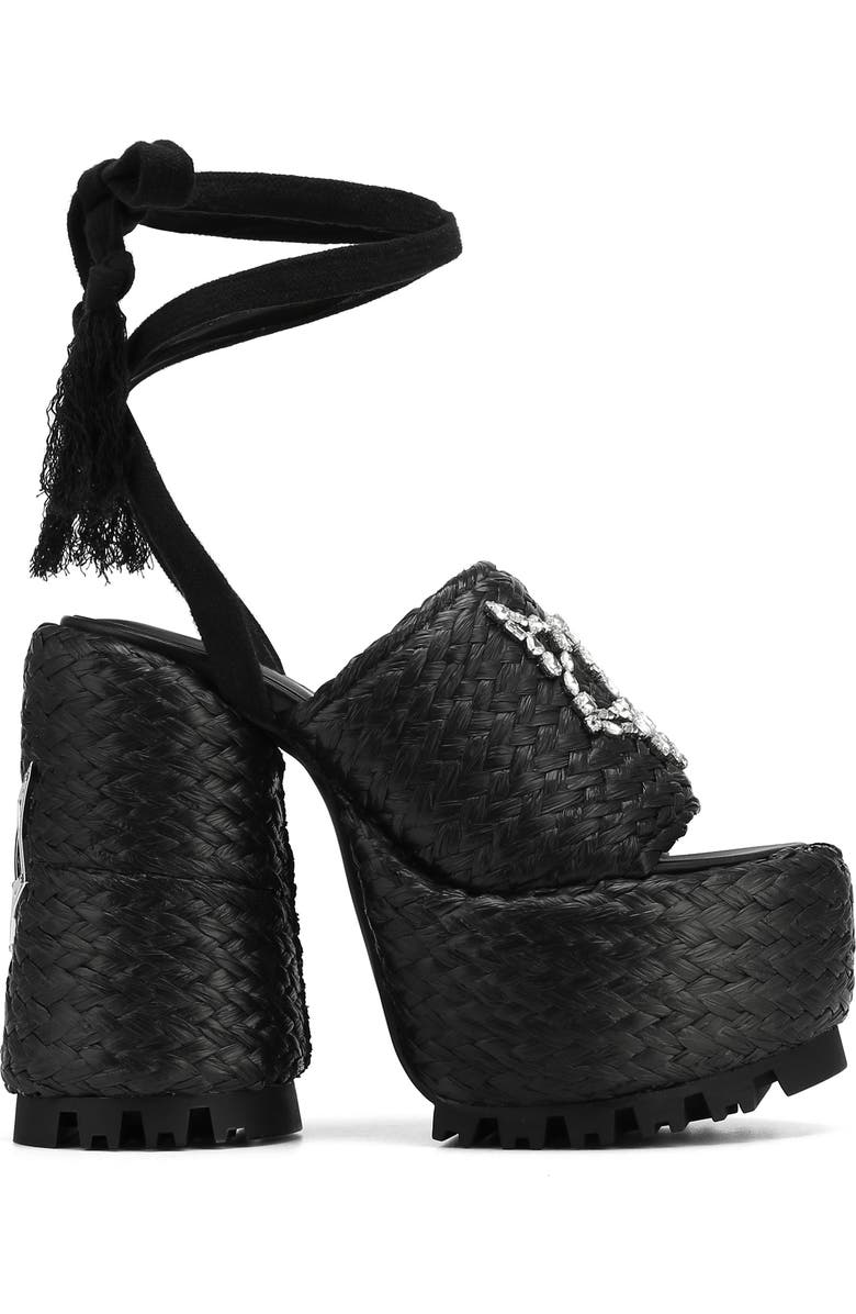 Naked Wolfe Beach Ankle Tie Raffia Platform Sandal, Alternate, color,