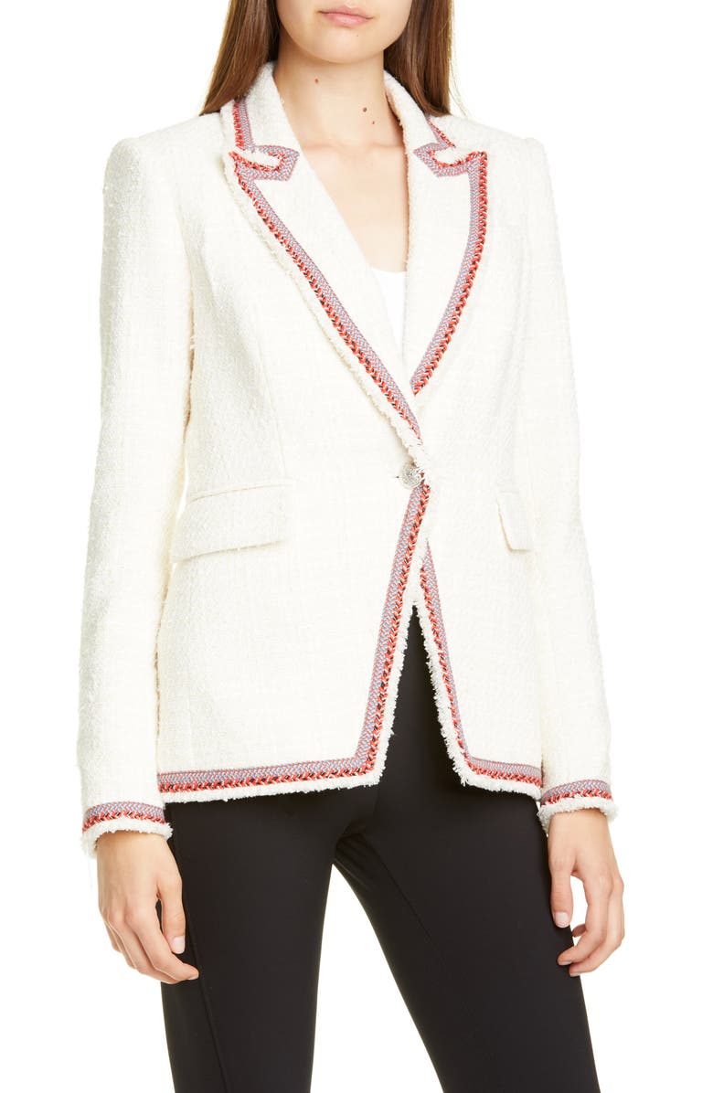 Veronica Beard Raw Edge Cutaway Blazer, Main, color, 