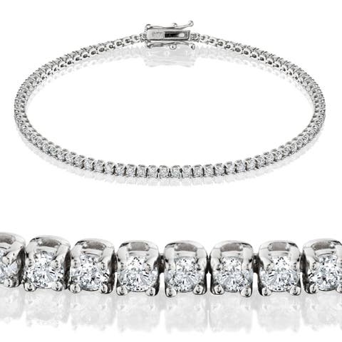 2ct Lab Grown Diamond Tennis Bracelet 14K Gold 7"