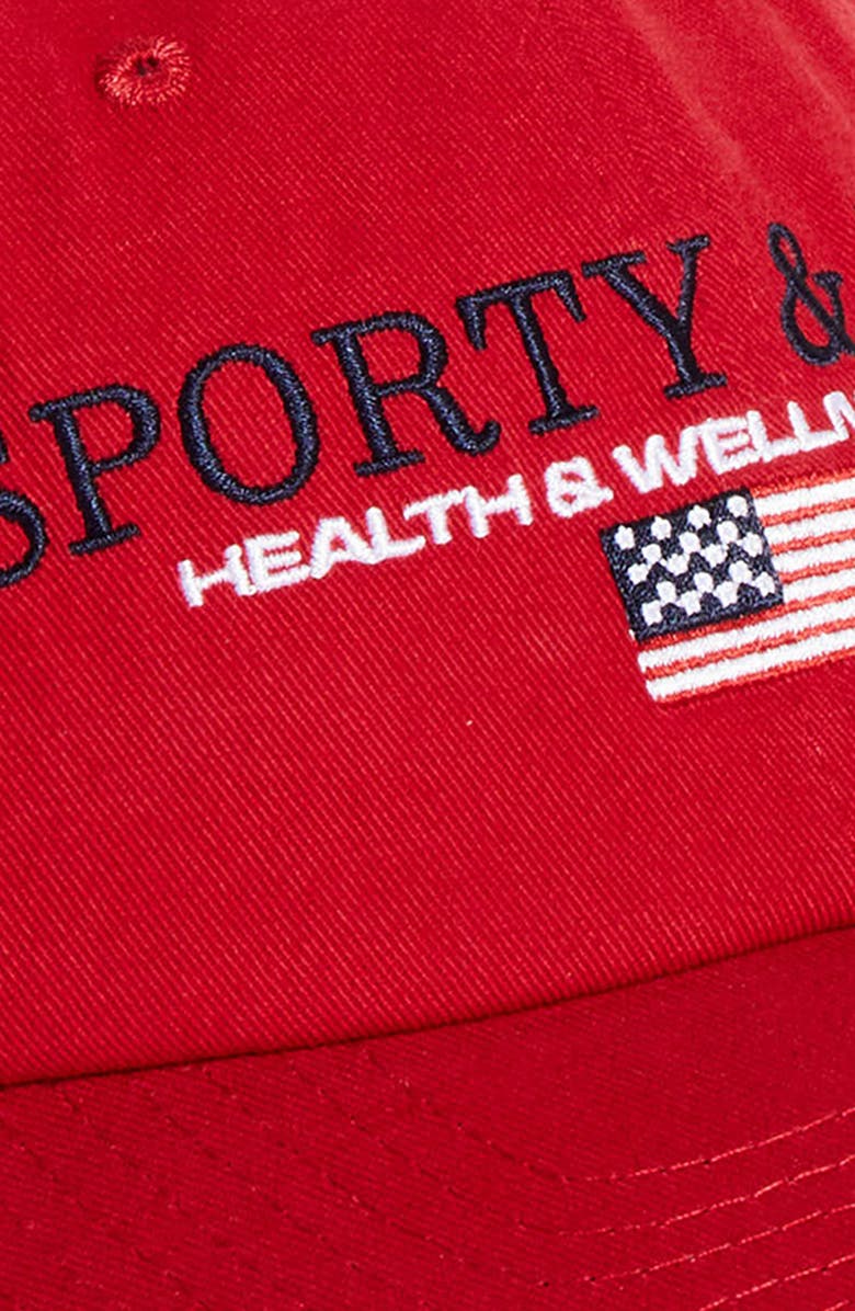 Sporty & Rich Nautical Embroidered Baseball Cap, Alternate, color, Ruby