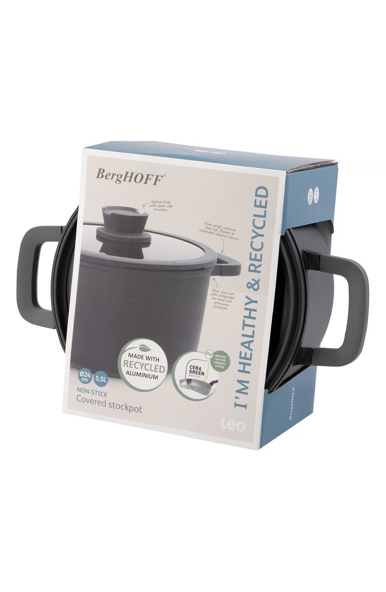 BergHOFF Leo Stone Nonstick 5.9-Quart Covered Stockpot, Alternate, color, Black