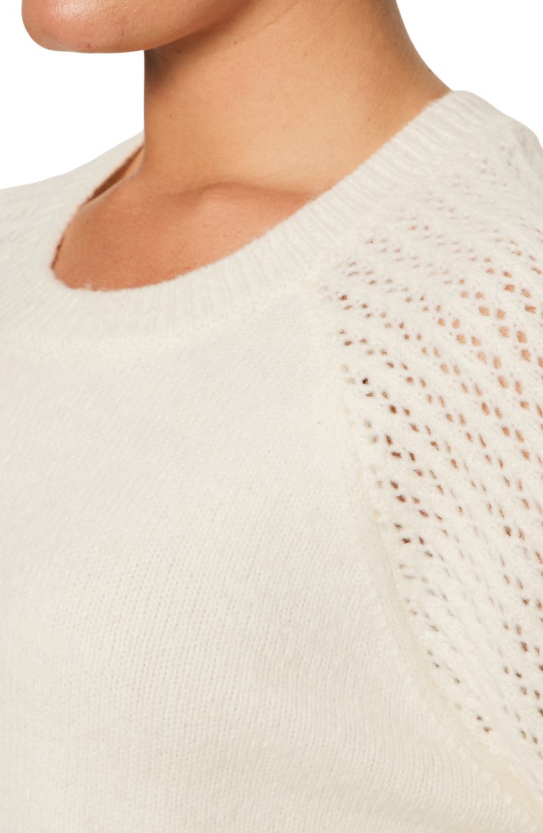 Sanctuary Cozy Moment Pointelle Sleeve Sweater, Alternate, color, Chalk White