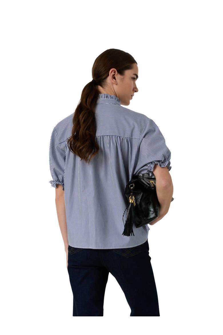 Clee Striped Puff Sleeve Blouse, Alternate, color, Ocean Blue