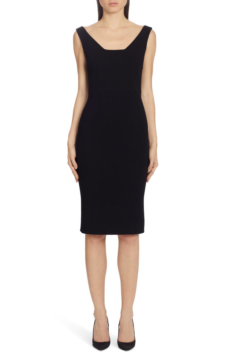 Dolce&Gabbana Square Neck Wool Crepe Sheath Dress, Main, color, 