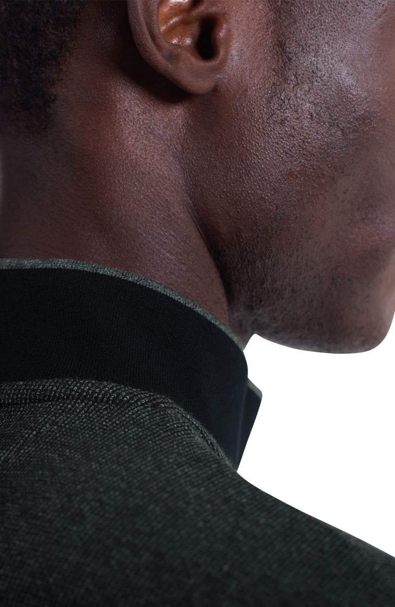 Bugatchi Quarter Zip Cotton Blend Piqué Pullover, Alternate, color, Black