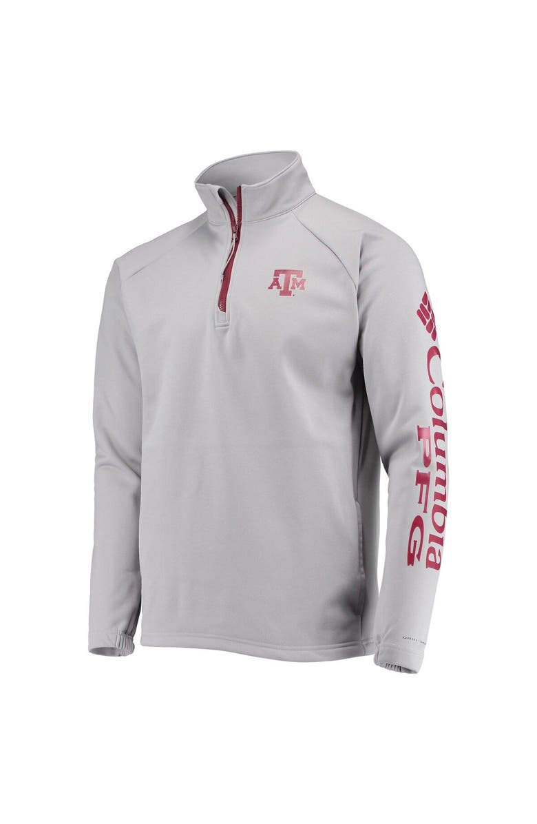 Columbia Men's Columbia Gray Texas A&M Aggies Terminal Tackle Fleece Raglan Omni-Shade Quarter-Zip Jacket, Alternate, color, Gray