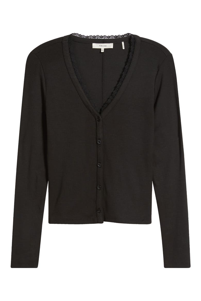 Rib Trim Cardigan, Main, color, BLACK