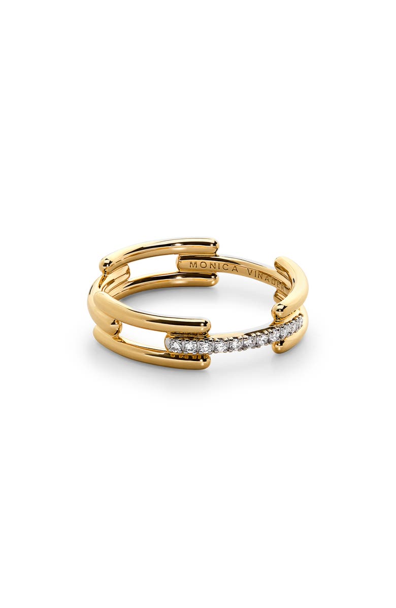 Monica Vinader Signature Link Lab Grown Diamond Ring, Main, color, 18K Gold Vermeil/ Lab Diamond