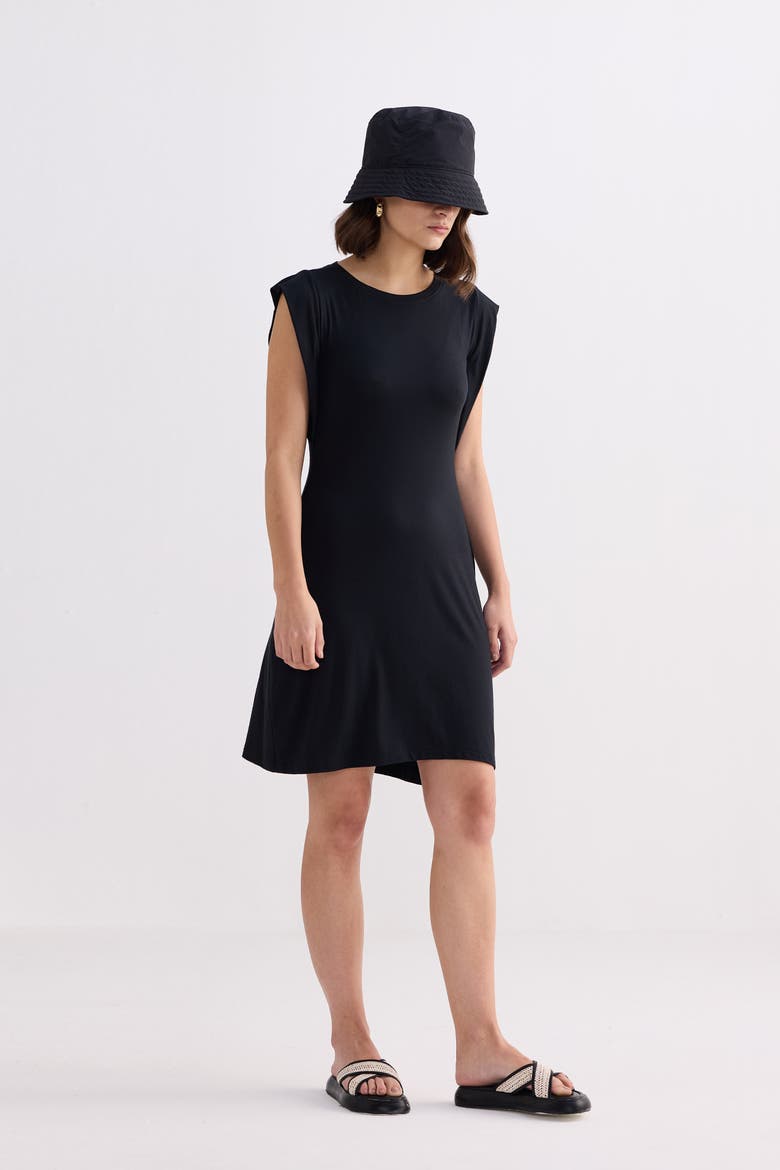 Muscle Tee Short Dress in Black, Alternate, color, Black