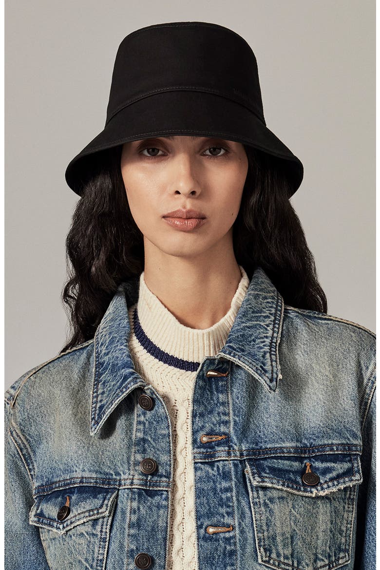 Frankie Water Repellent Cotton Bucket Hat, Alternate, color, BLACK