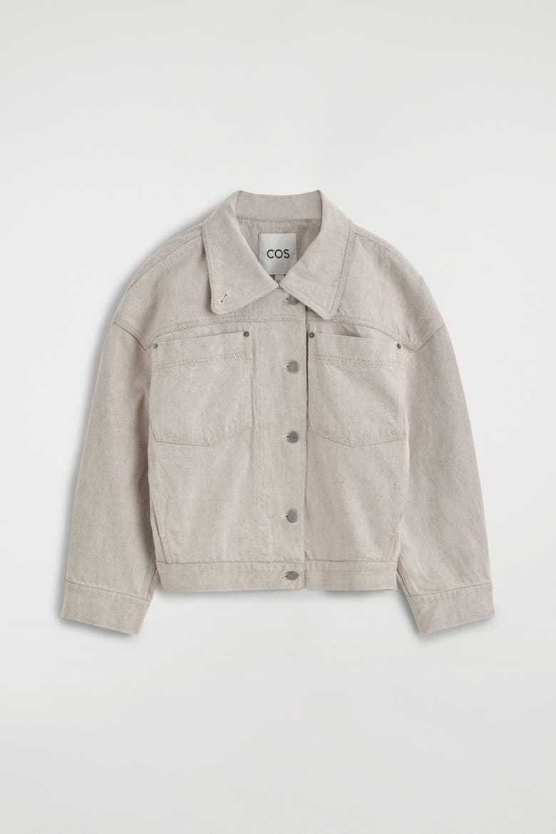 Mock-neck Denim Jacket, Alternate, color, BEIGE