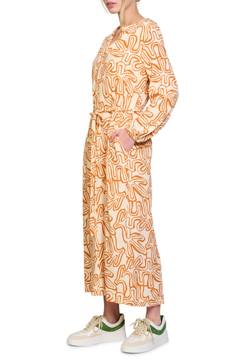 MELLODAY Swirl Long Sleeve Shirtdress, Alternate, color, 