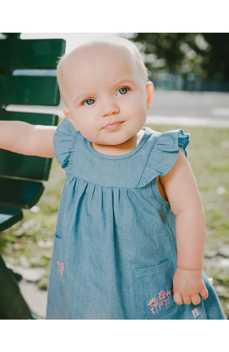 Deux par Deux Light Blue Chambray Dress and Bloomer Set, Alternate, color, Light Blue Denim