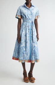 Etro Short Sleeve Poplin Midi Shirtdress