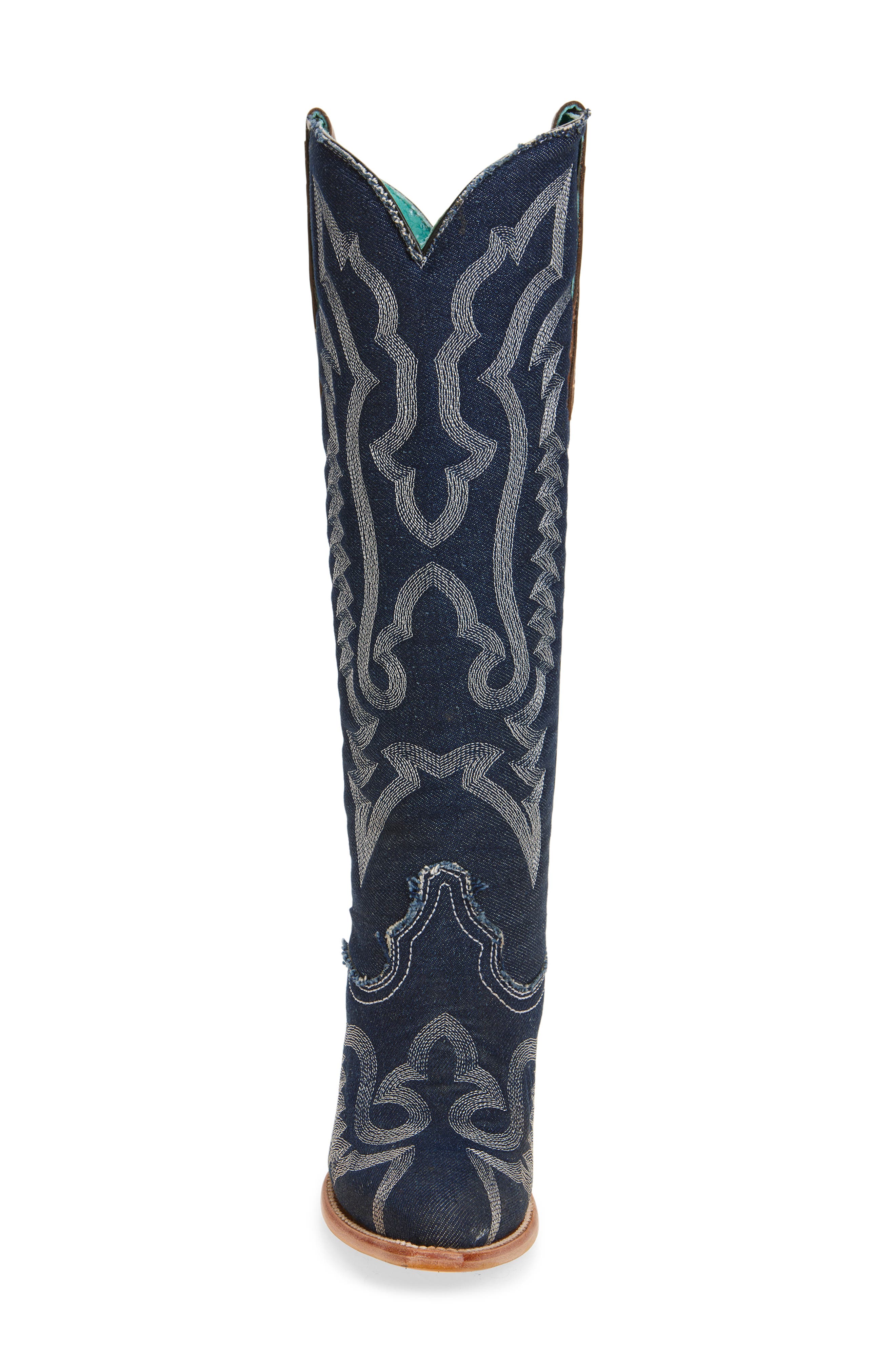 CORRAL Embroidered Denim Western Boot, Alternate, color, 