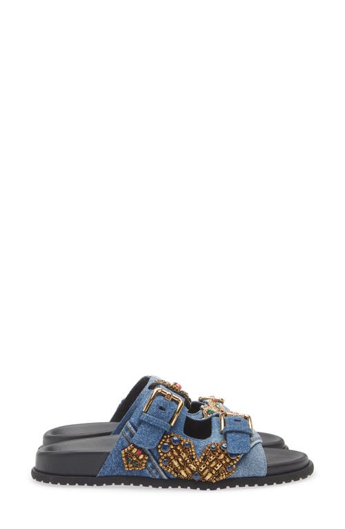 Dolce & Gabbana Dolce&gabbana Embellished Slide Sandal In Blue