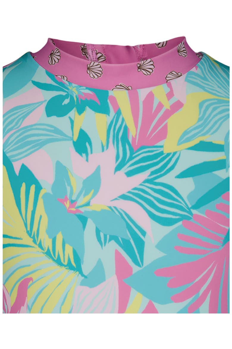 Kids' Des Tropics Long Sleeve One-Piece Rashguard Swimsuit, Alternate, color, MINT