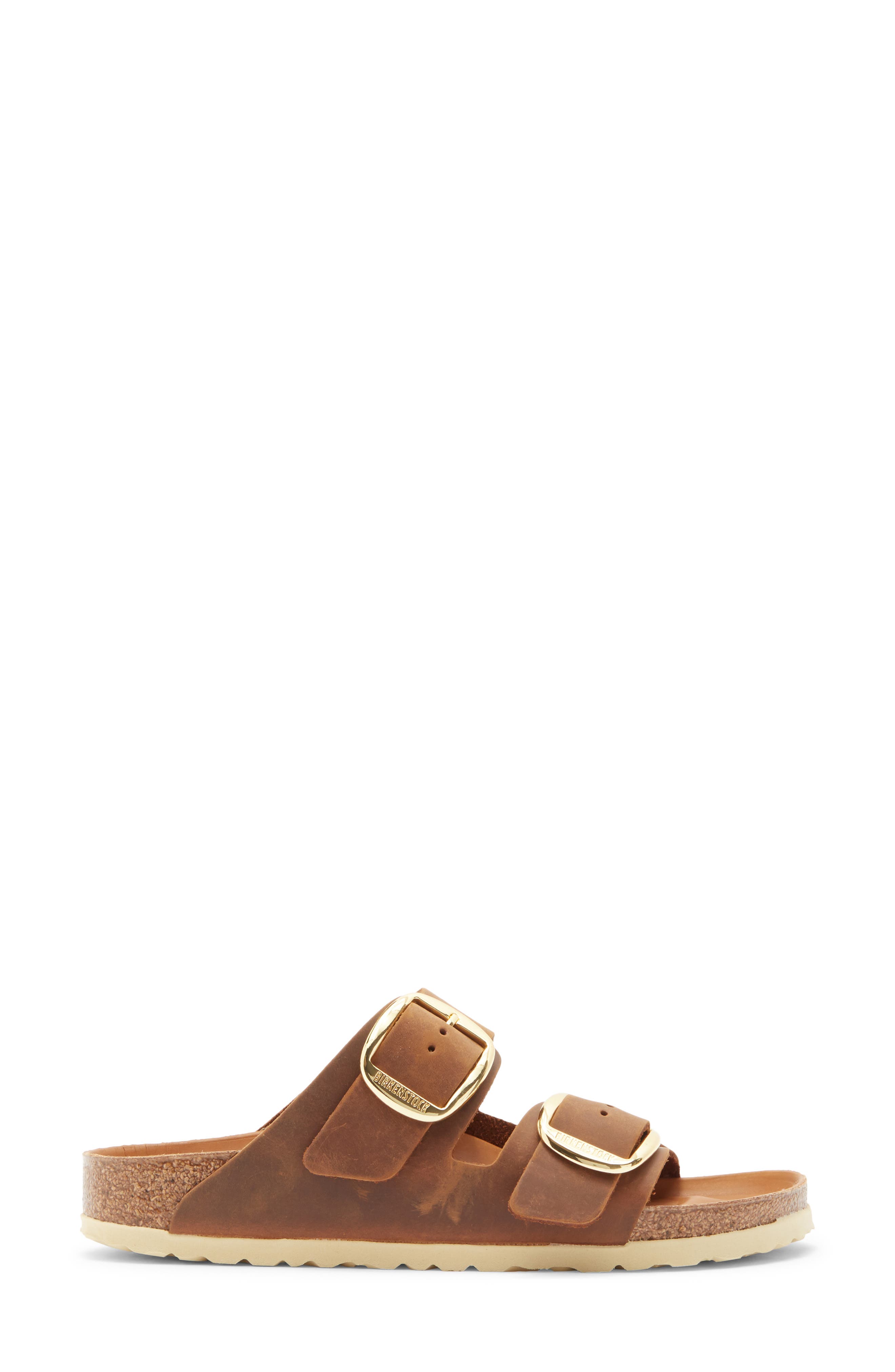 Arizona Big Buckle Slide Sandal, Alternate, color, ANTIQUE COGNAC OILED LEATHER