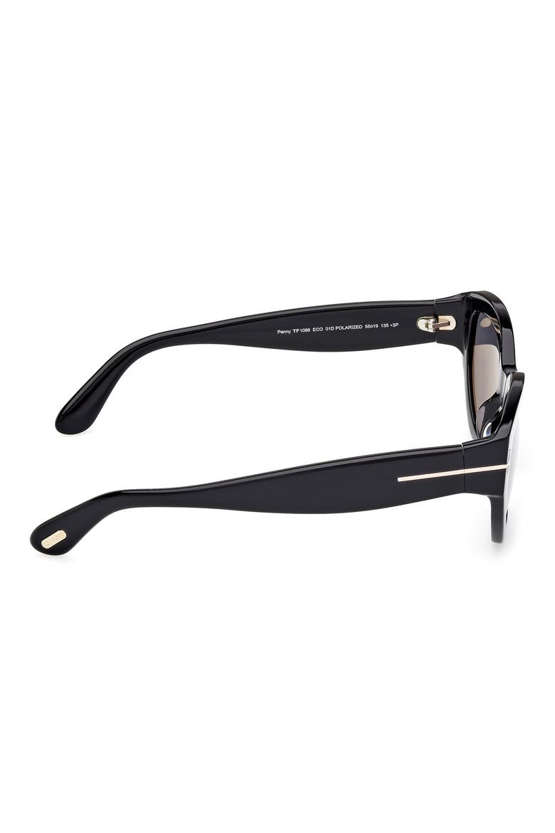 Penny 55mm Polarized Geometric Sunglasses, Alternate, color, SHINY BLACK/ ECO/ SMOKE