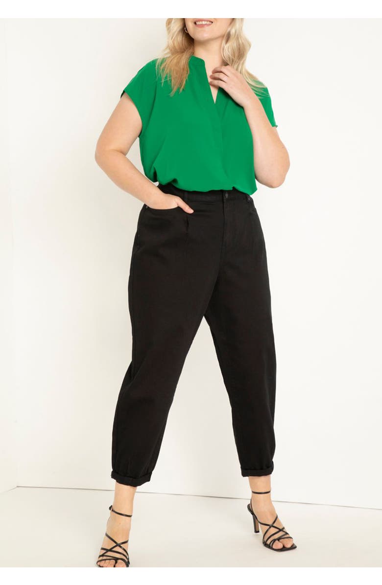 ELOQUII Notch Collar Blouse, Alternate, color, Kelly Green