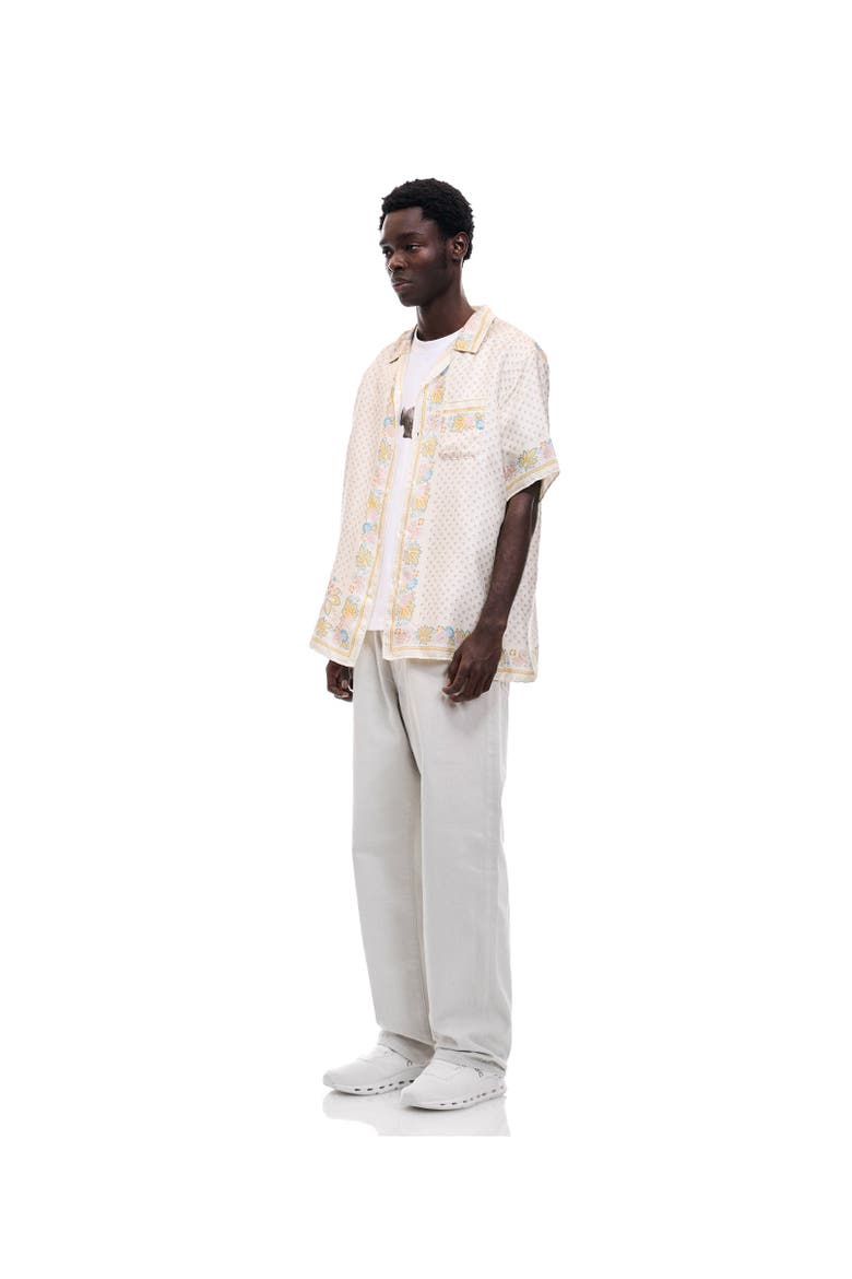 Short Sleeve Silk Scarf Shirt, Alternate, color, Ivory