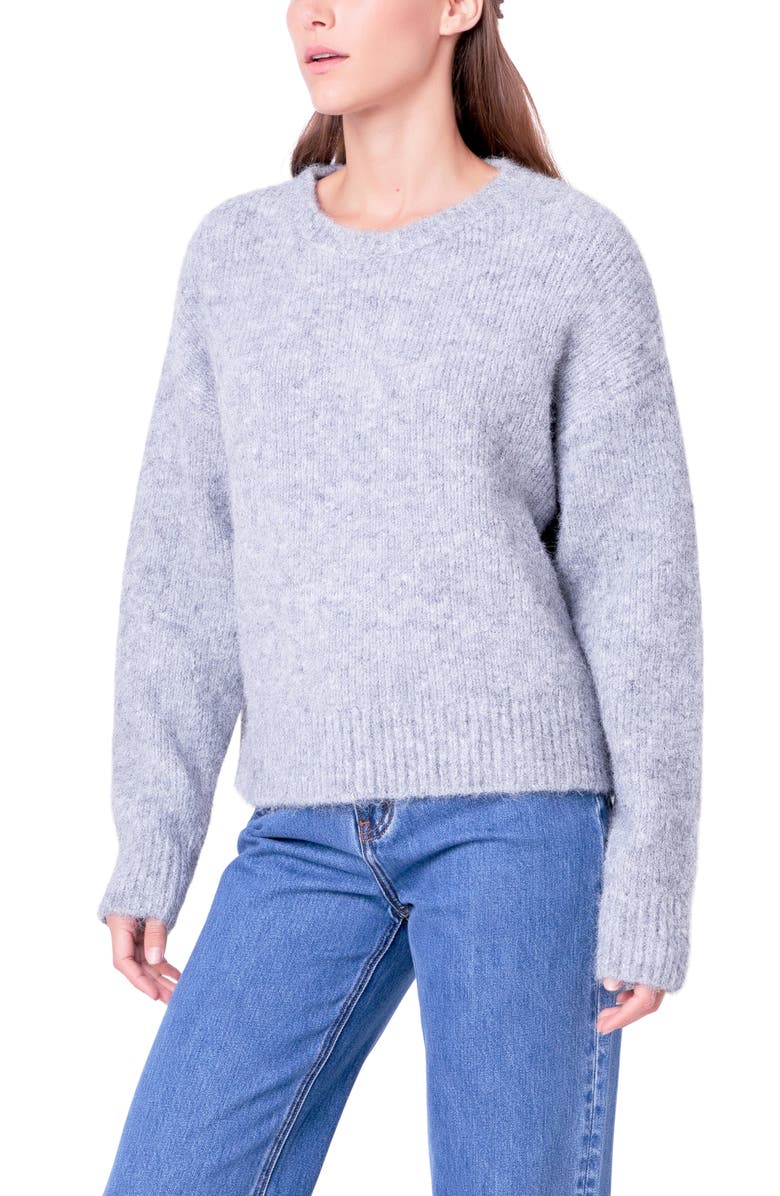 English Factory Rib Crewneck Sweater, Alternate, color, Grey