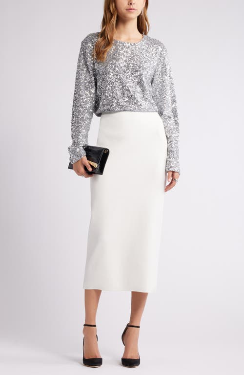 Open Edit Crop Sequin Top In Silver