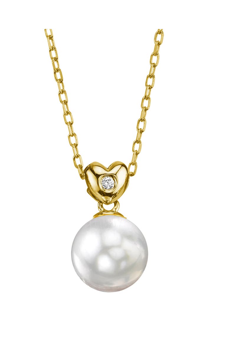 White South Sea Pearl & Diamond Lev Pendant, Main, color, Yellow Gold