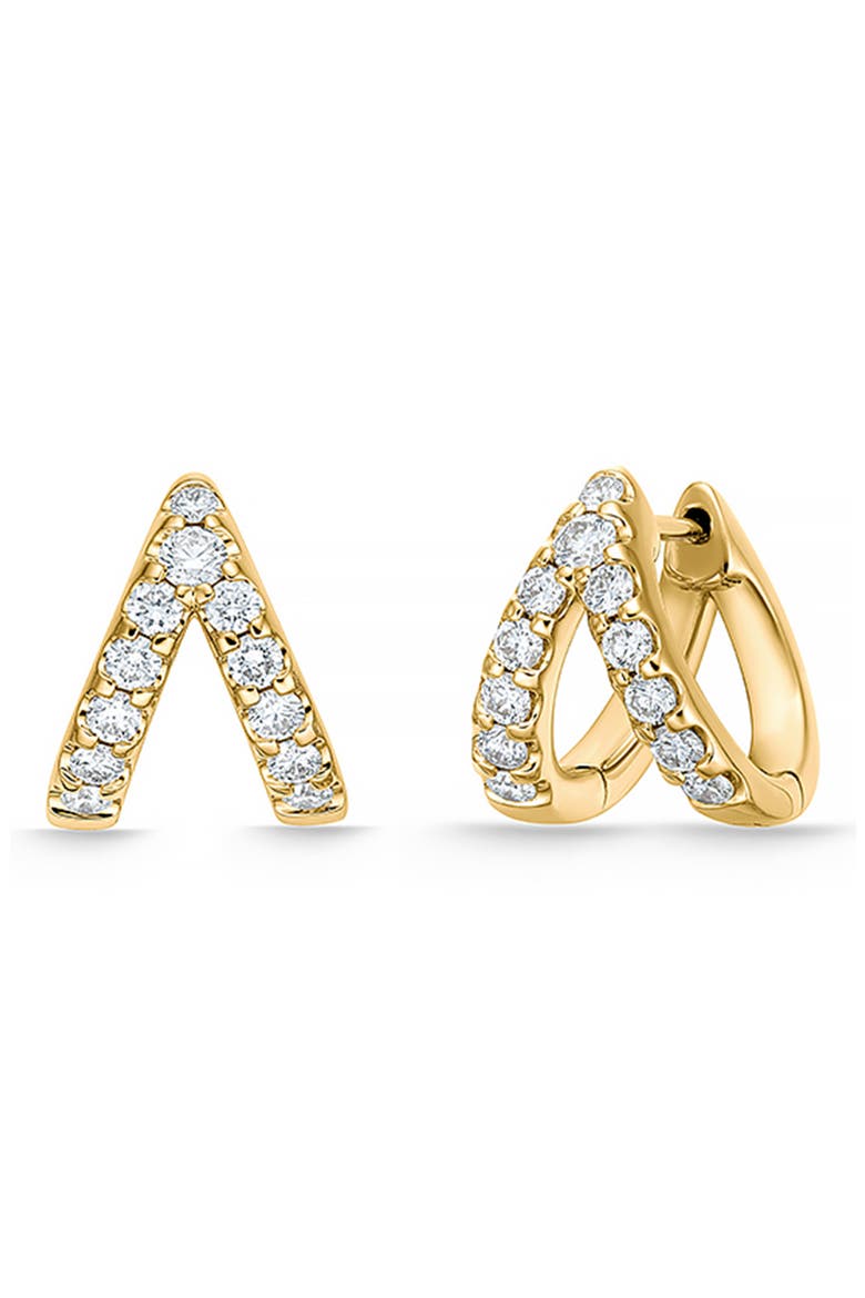 Odessa Diamond Huggie Hoop Earrings, Main, color, YELLOW GOLD