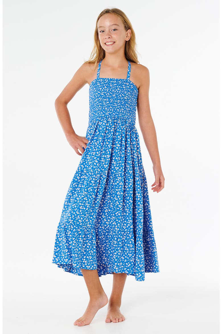 Kids' Sunshine Ditsy Smocked Tiered Dress, Main, color, ROYAL BLUE