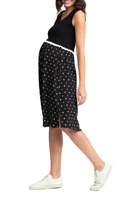 Shop Seraphine Mixed Media Maternity/nursing Dress In Black