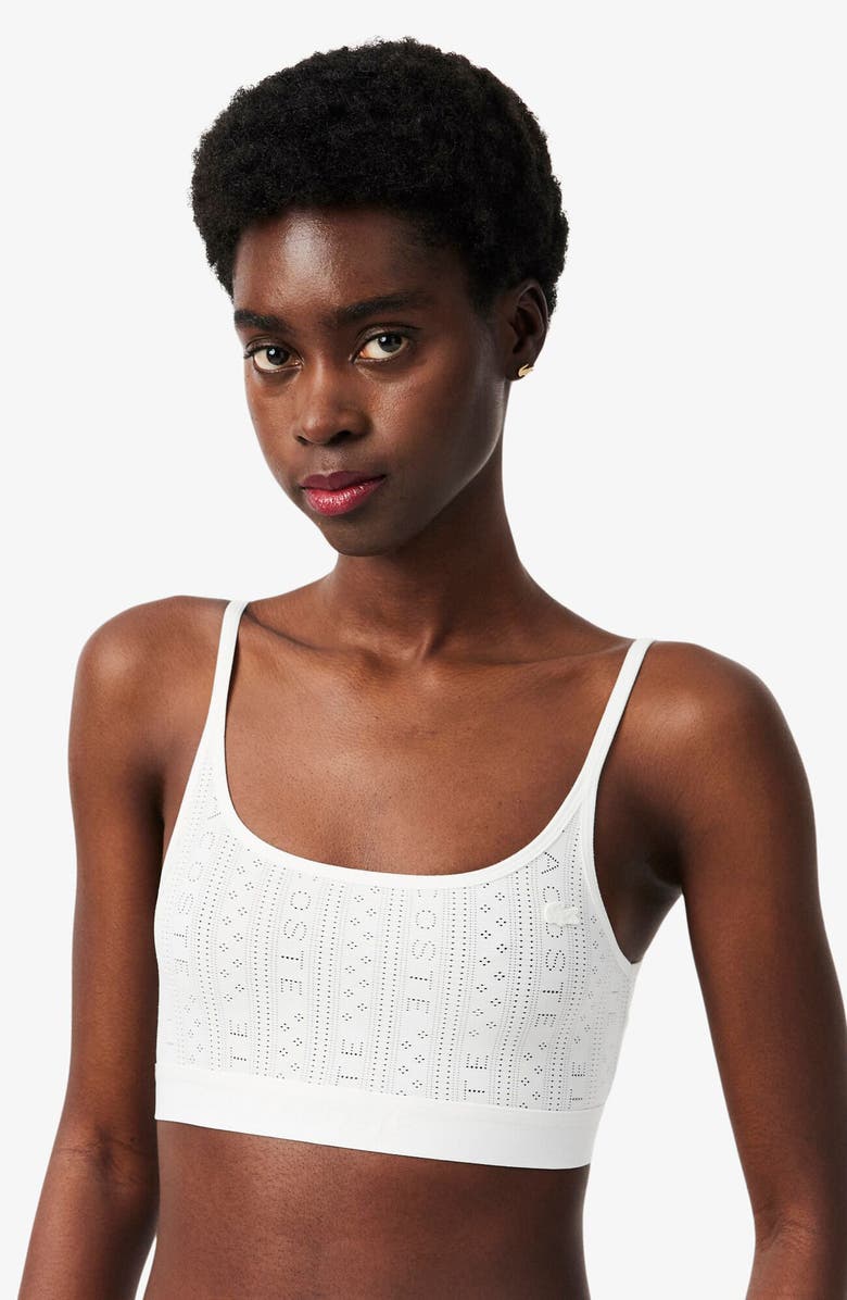 Lacoste Logo Pointelle Bralette, Alternate, color, Flour