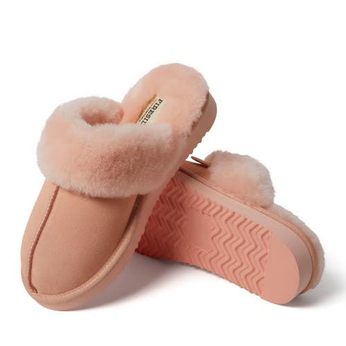 Dearfoams Fireside Sydney Genuine Shearling Scuff Slipper In Peach Dust