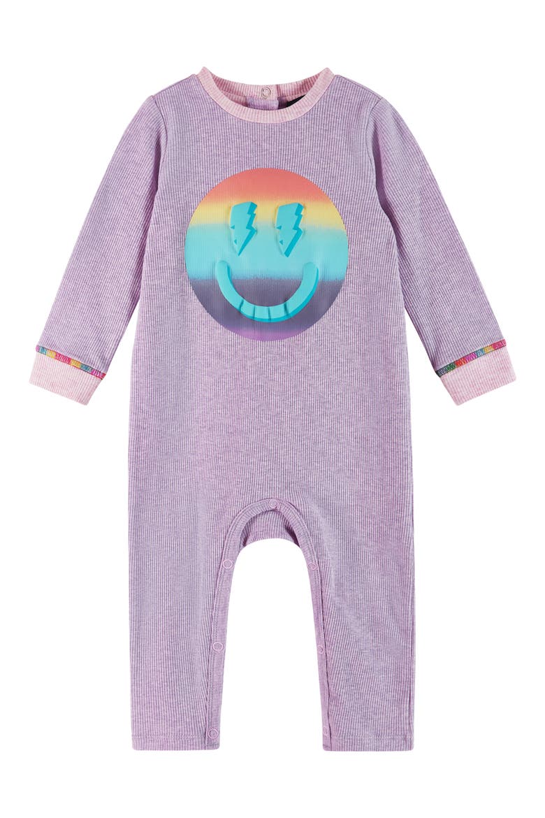 SMILEY® Romper & Headband Set, Alternate, color, PURPLE SMILEY
