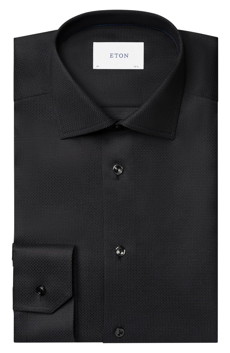 Eton Contemporary Fit Twill Dress Shirt, Alternate, color, Black