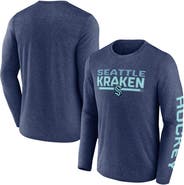 FANATICS Men's Fanatics Heather Deep Sea Blue Seattle Kraken Sweep Iconic Synthetic Long Sleeve T-Shirt