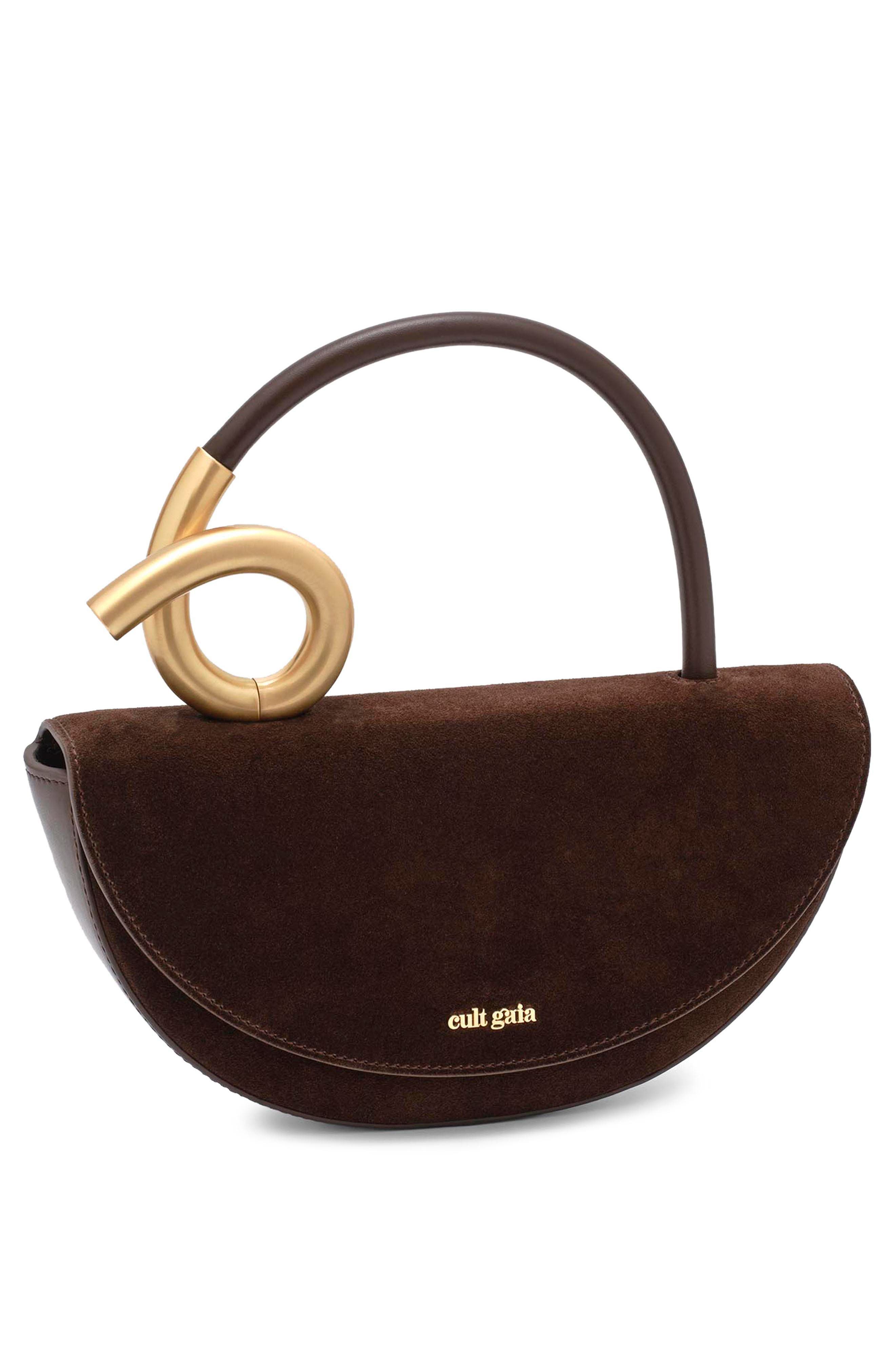 Cult Gaia Azariah Leather Top Handle Bag, Alternate, color, Dark Java