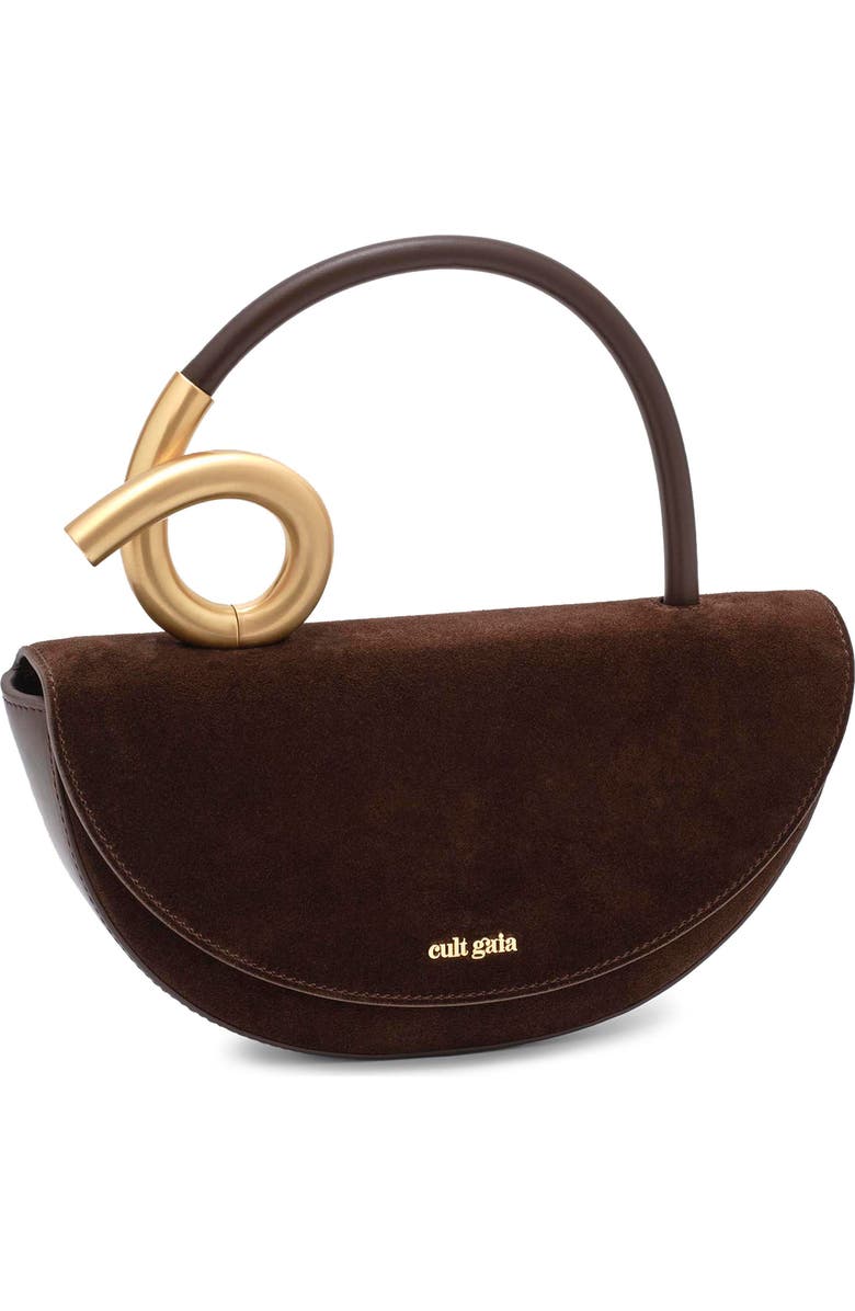 Cult Gaia Azariah Leather Top Handle Bag, Alternate, color, Dark Java